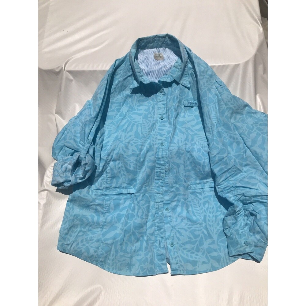 Columbia Womens 2xl Long Sleeve Button Up Shirt Omni-Shade Sun Protection